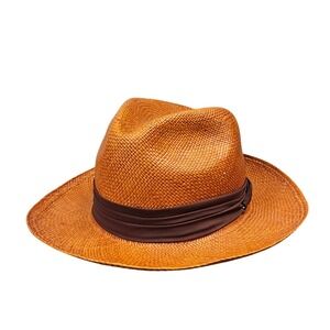 Homero Ortega Genuine Panama Hat Mens L Fedora Tequila Straw‎ Brown Band NWT
